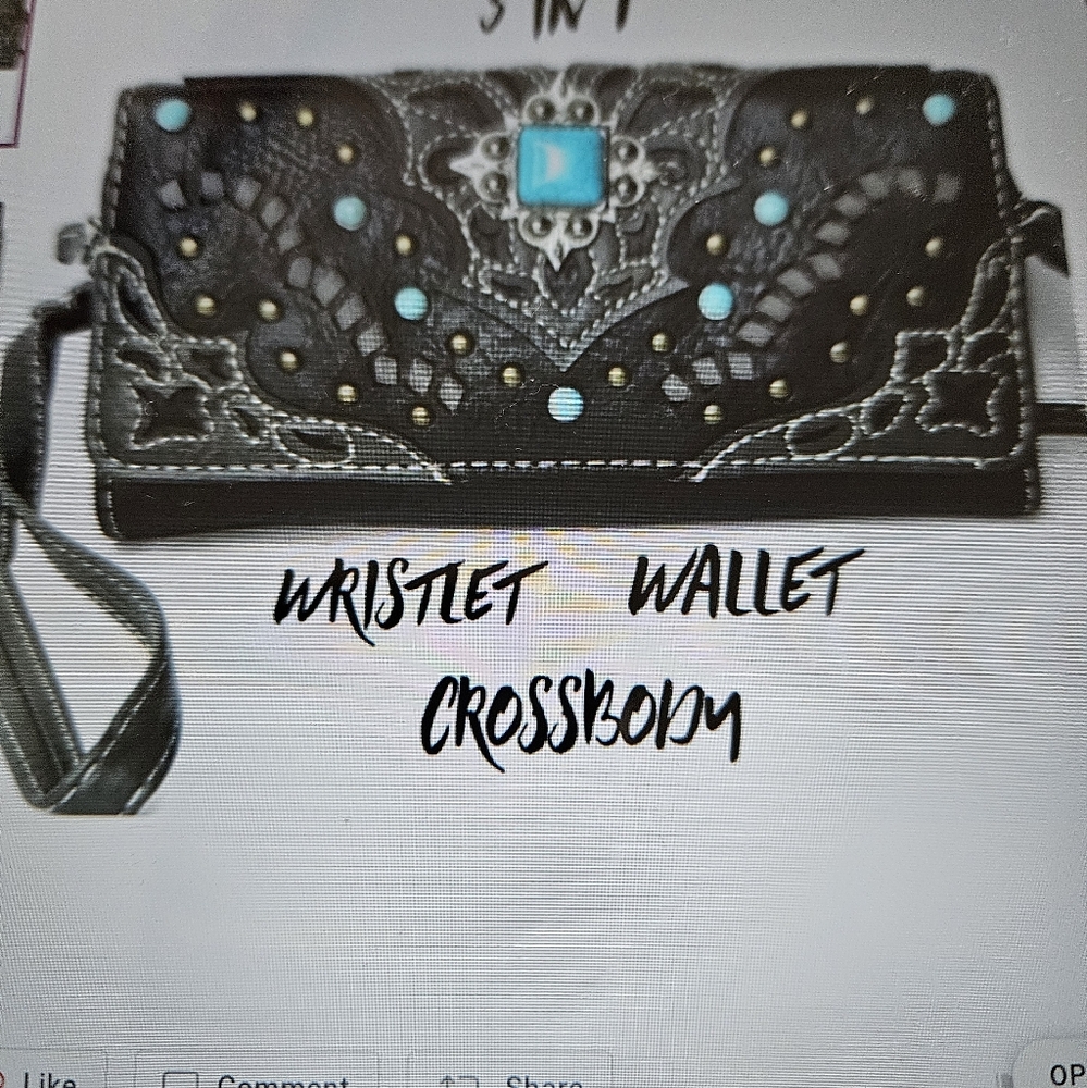 Black and Turquoise Women's Wristlet Wallet Crossbody